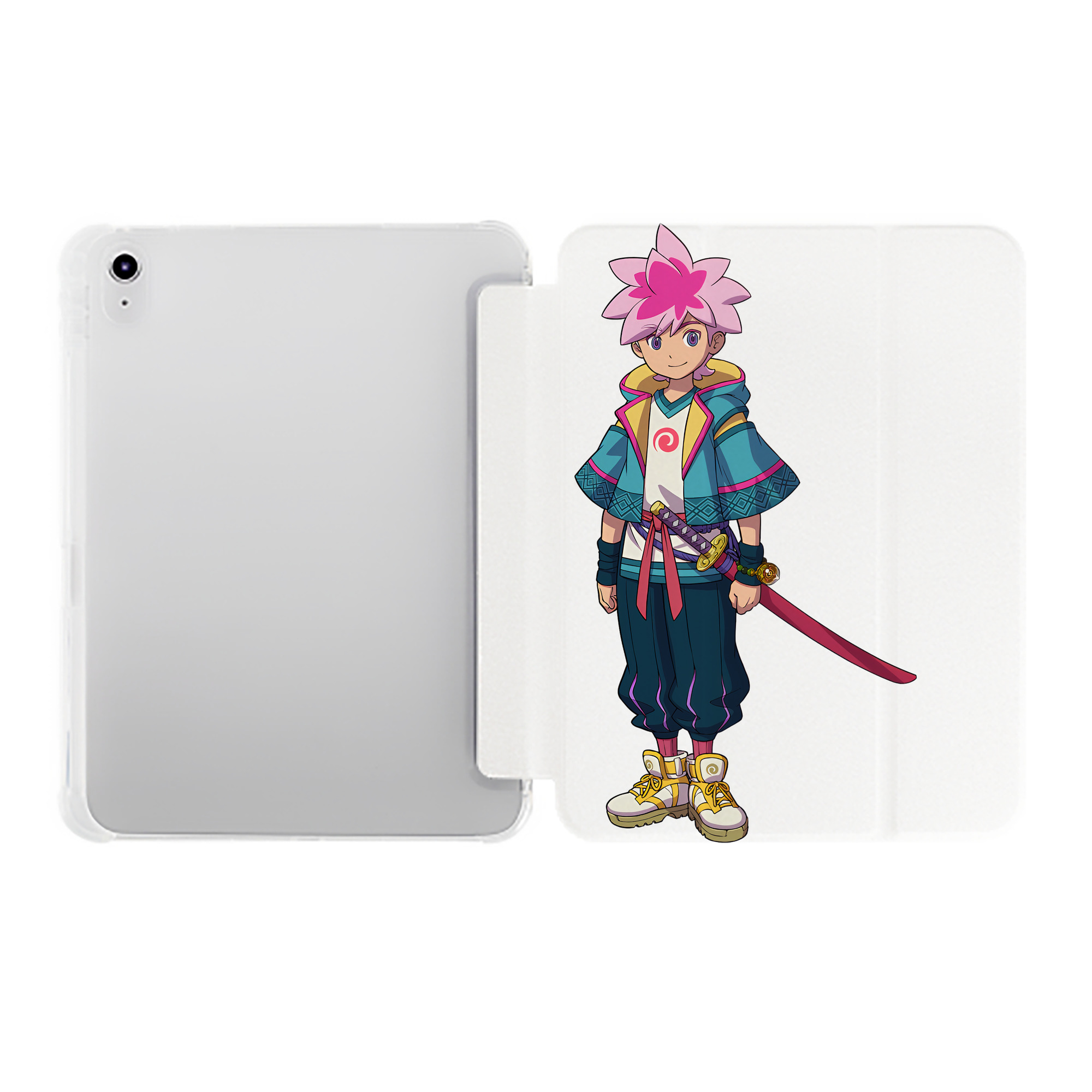 （画像用） 妖怪ウォッチ Yo-kai Watch IPad ケース ペン収納付き 三つ折りスタンド PUレザー×シリコン 対応機種9.5/10.5/10.9インチ